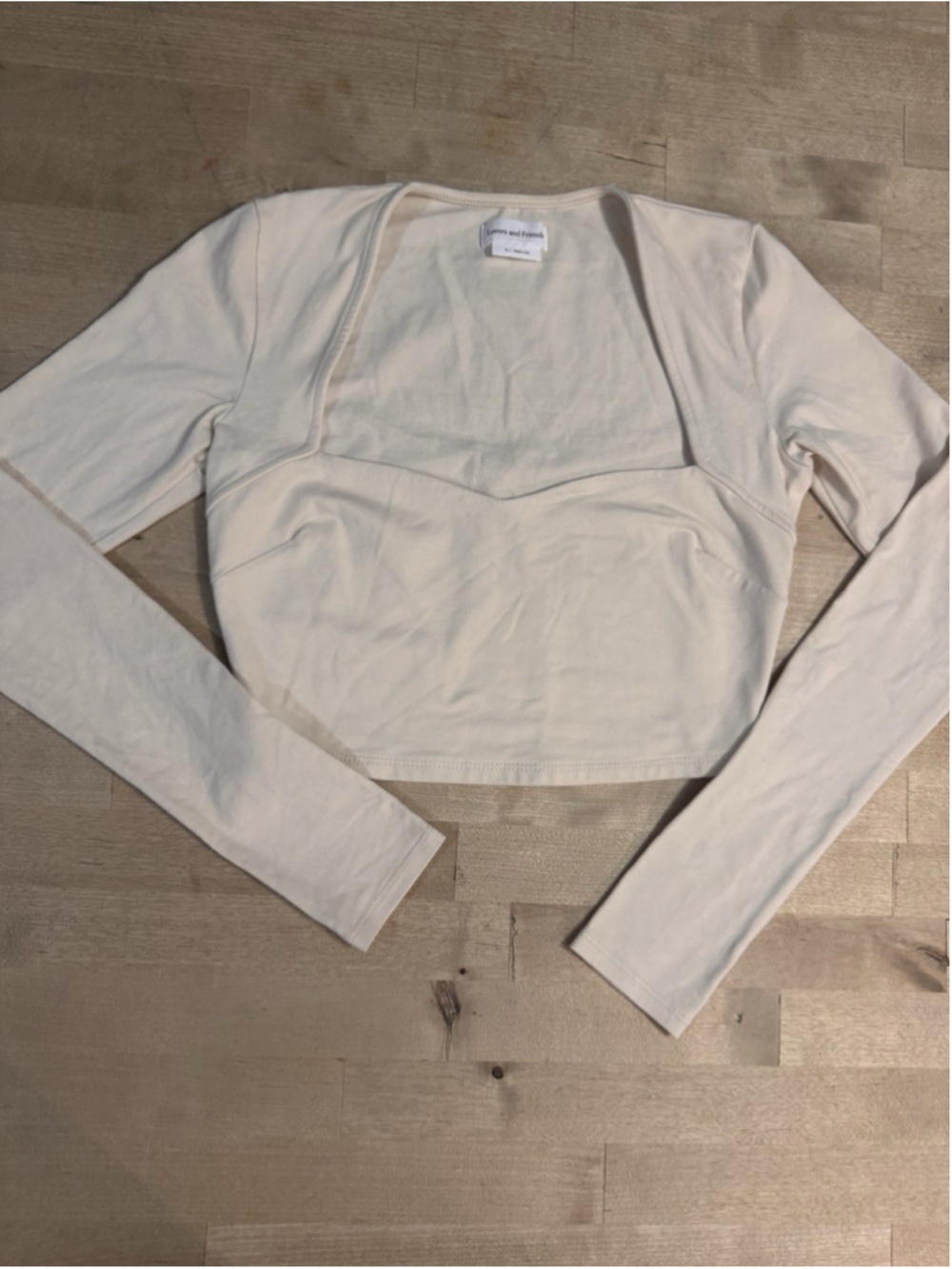 Lovers and Friends Cream Sweetheart Neckline Cropped Long Sleeve Top Stretchy XS